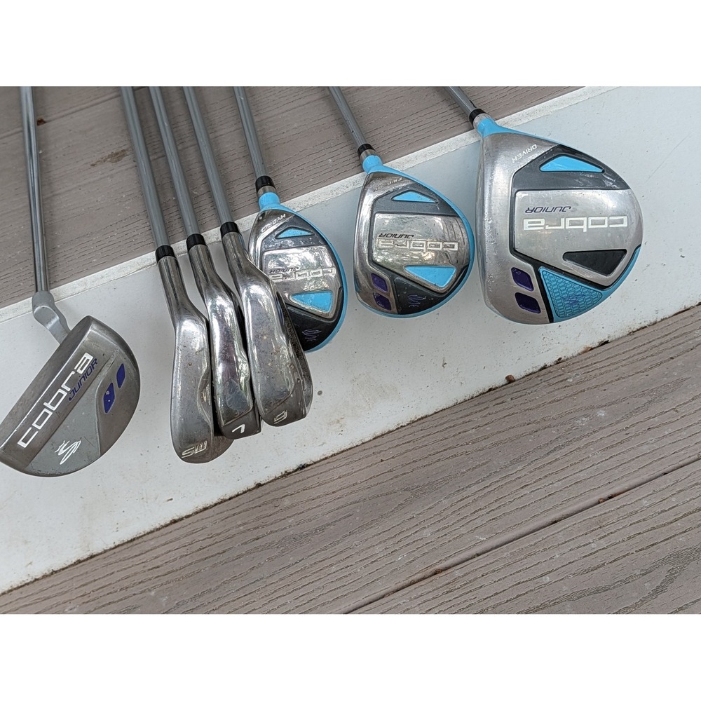 Cobra Junior Golf Club Set 7 Piece RH Blue Driver Fairway Hybrid 7 9 SW Putter